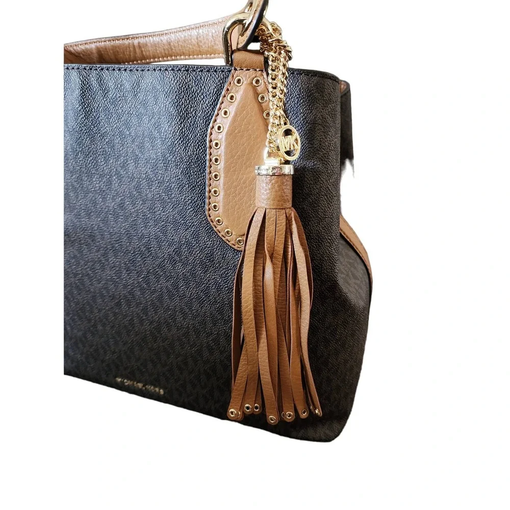 Michael Kors‎ Brooklyn Ladies Large Brown Canvas Satchel Bag